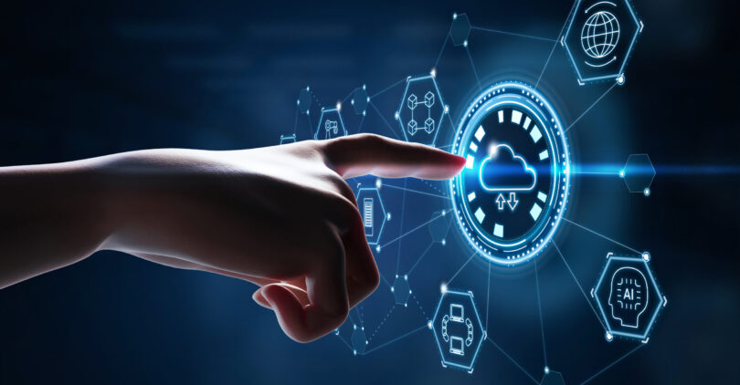 Cloud,Computing,Technology,Concept,With,3d,Rendering,Human,Finger,Point